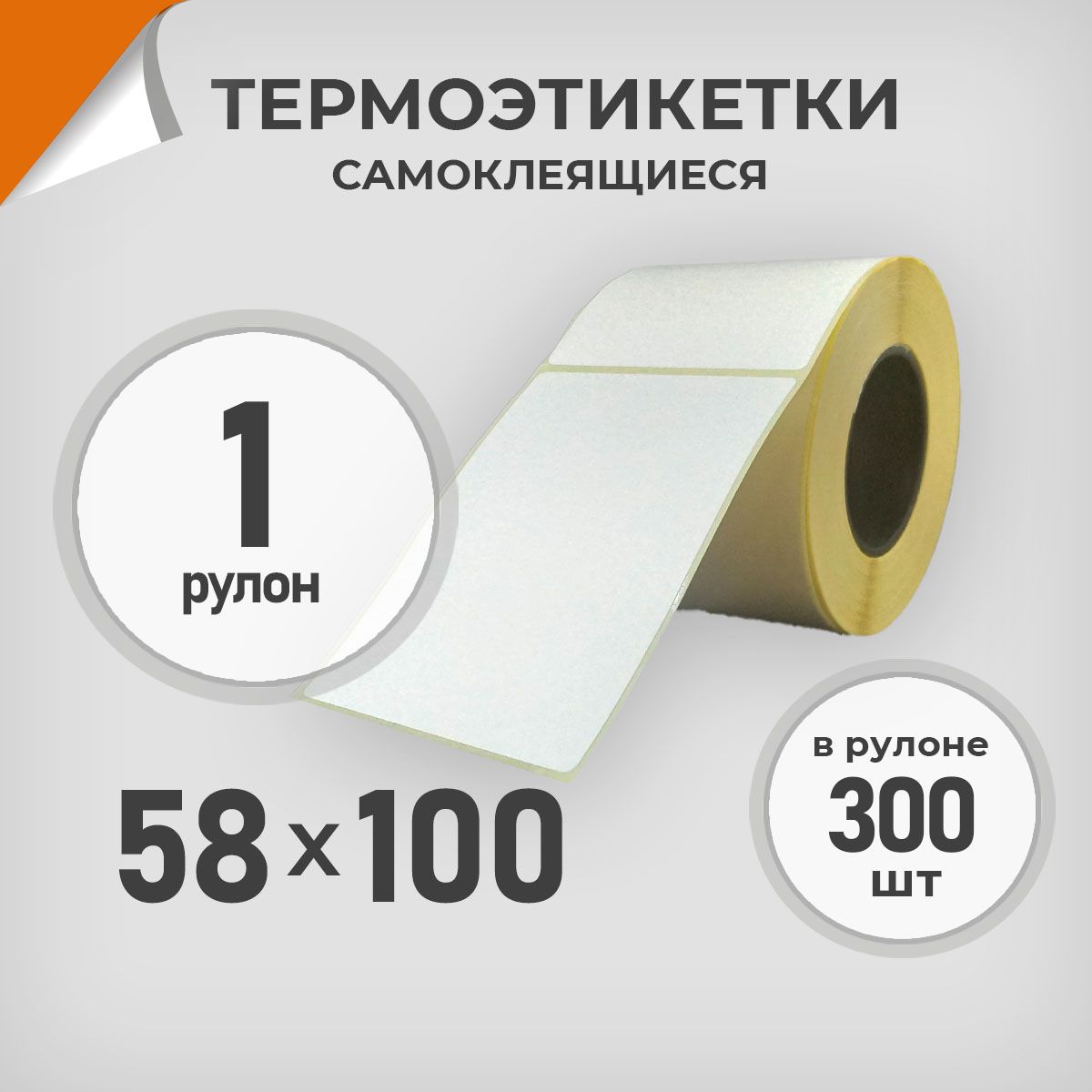 Термоэтикетки 58х100 мм / 1 рул. по 300 шт. Этикетка 58*100 Драйв Директ