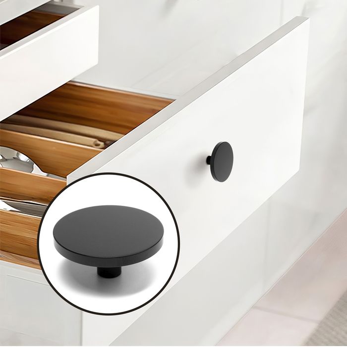 Ручка-кнопка CAPPIO LOFT, d-44 мм, h-20 мм, латунь, цвет черный