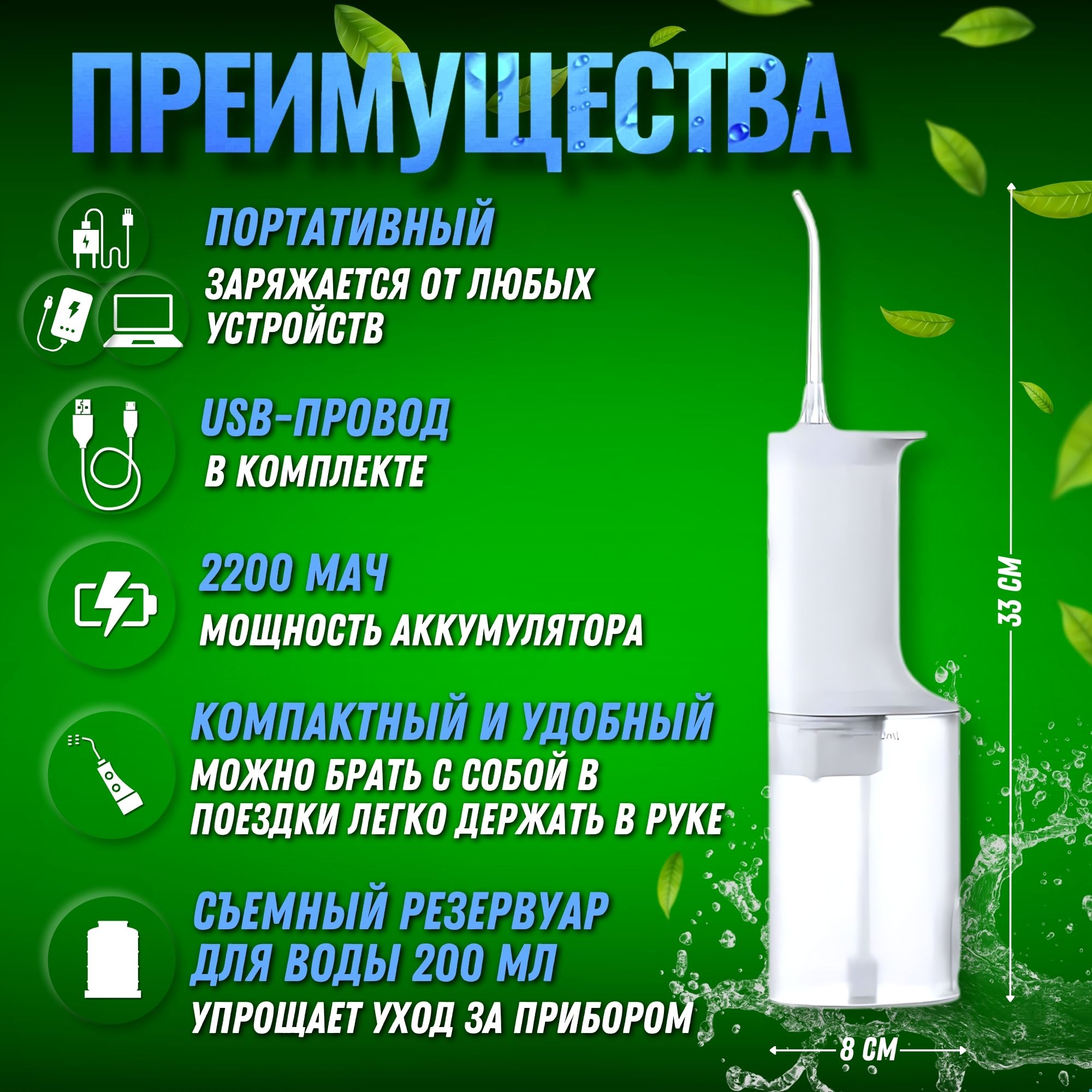 ИрригаторMijiaElectricFlusher(MEO701)белый,дляполостиртаизубовснасадками