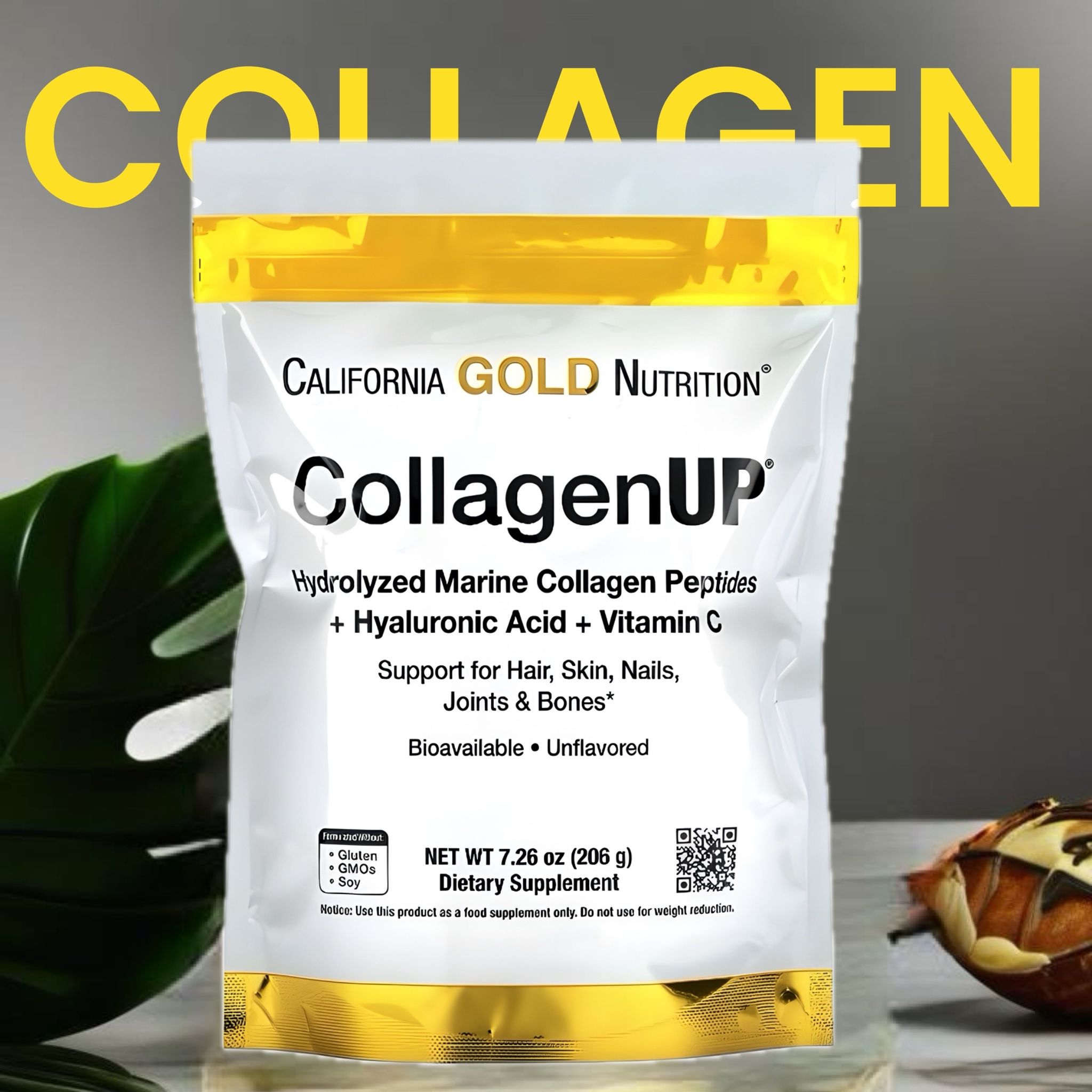 Морской коллаген California Gold Nutrition CollagenUp 206 г (с витамином С и гиалуроновой кислотой)