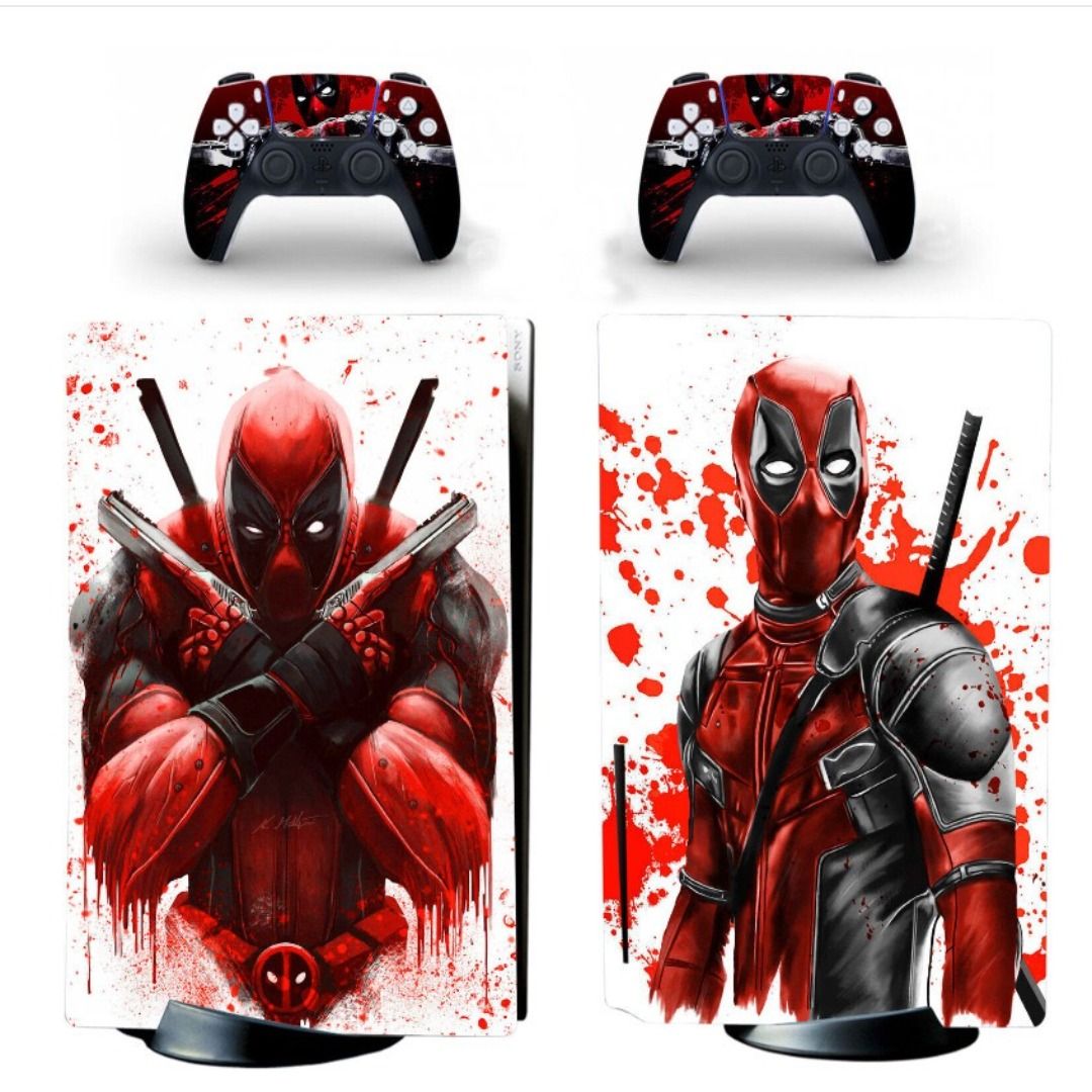 Наклейка PS5 Deadpool виниловая защитная на игровую консоль PlayStation 5 Disk Edition полный комплект