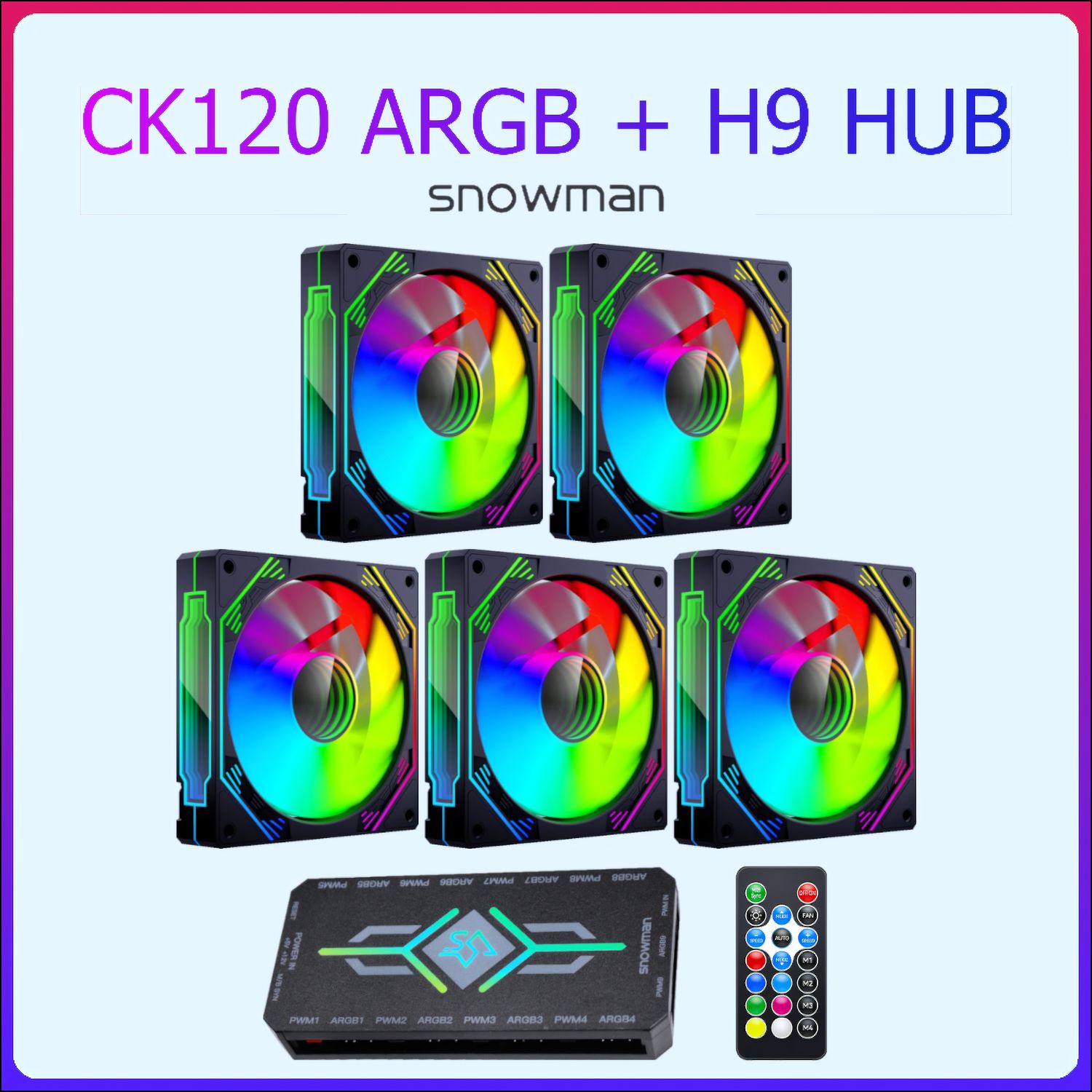 Комплектвентиляторов5штSnowmanCK120-BK-ARGB+контроллер