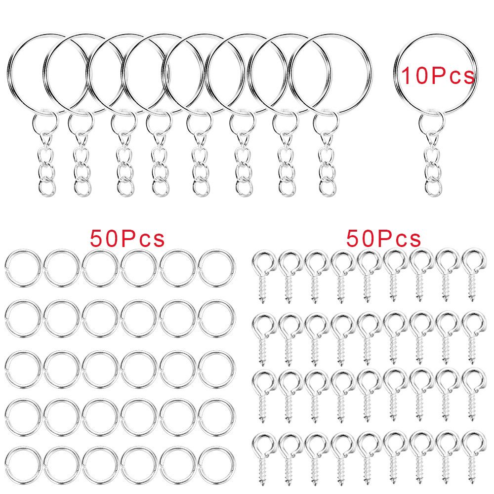 Фурнитура для брелков, кольца с цепочкой и соединительным кольцом, основа для брелока, 10 штук
