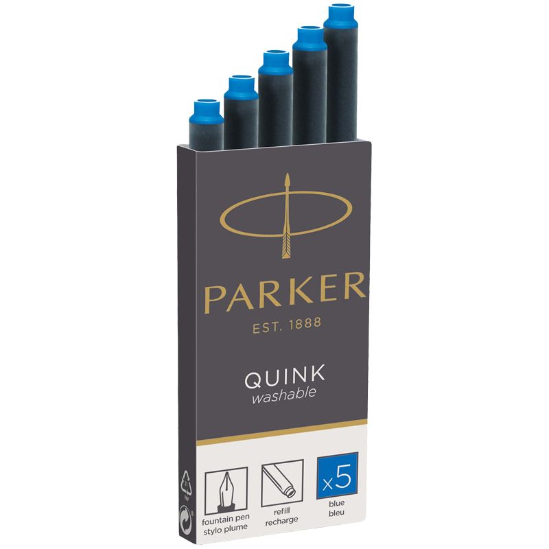 Картридж чернильный Parker "Cartridge Quink" смываемые синие, 5шт., блистер (1950208)