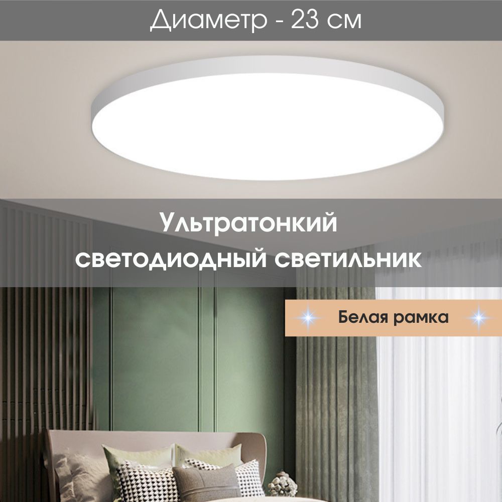 Giirlight.Тонкийсветодиодныйсветильник.Диаметр23смбелый