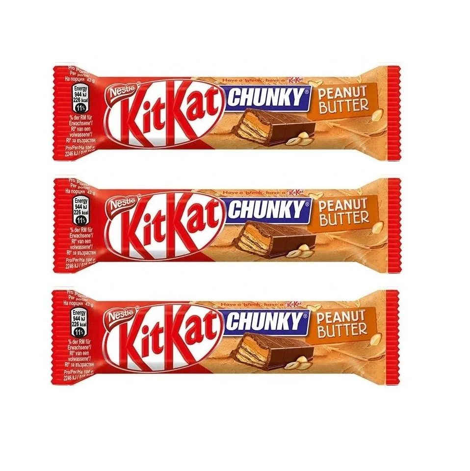 Шоколадный батончик KitKat Chunky Peanut Butter Арахисовое масло, 42 г x 3 шт