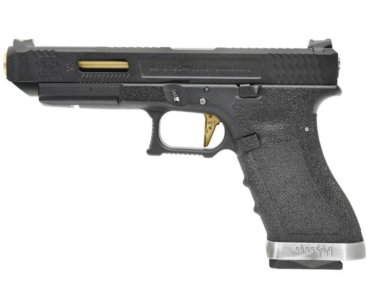 Пистолет WE GLOCK-34 G-Force чер рамка/ слайд, позол ствол