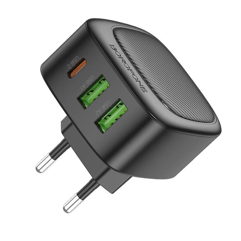 Сетевоезарядноеустройство2USB+USB-CBOROFONEBAS23ALuckyPD30W(черный)