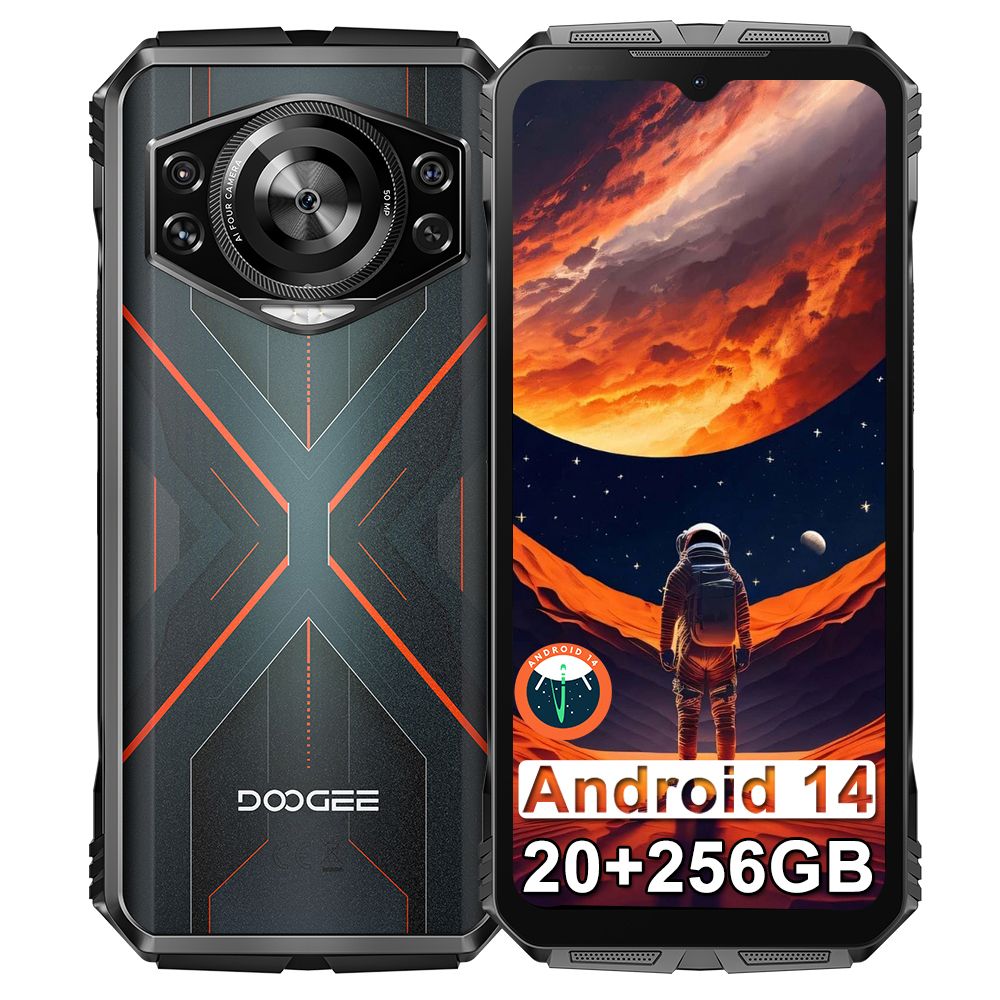 DoogeeСмартфонSCyber20ГБ(8+12)256ГБ,10800мАч,Android148/256ГБ,коричнево-красный