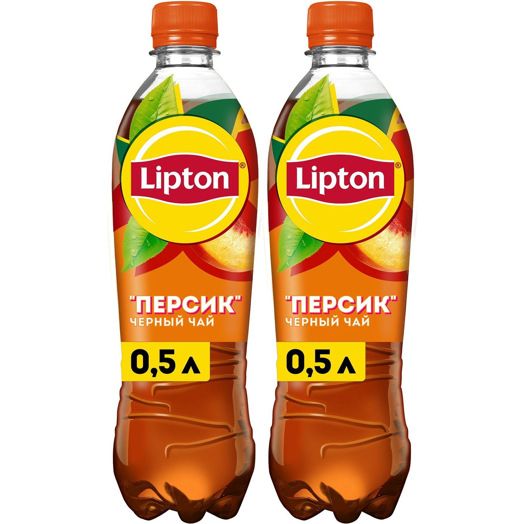 Холодный чай Lipton черный персик 500 мл, набор: 2 штуки