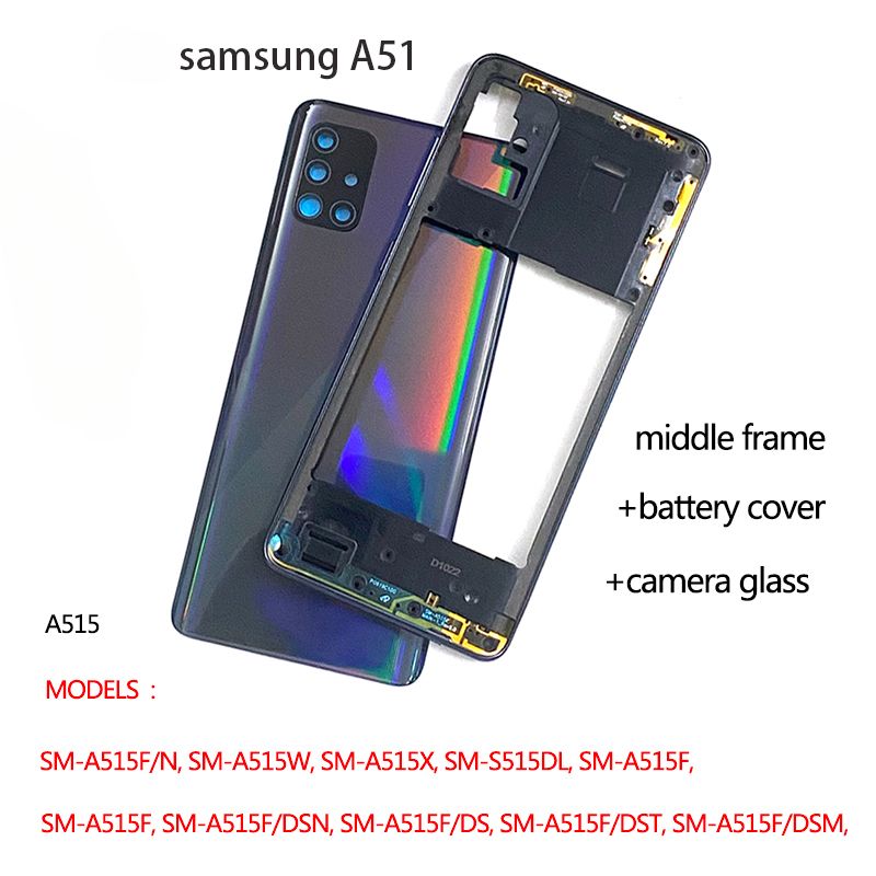 НовыйA51дляSamsungGalaxyA512020A515FКорпусаккумуляторнойкоробкишассизадняякрышкарамы+деталидляремонтаобъективакамеры