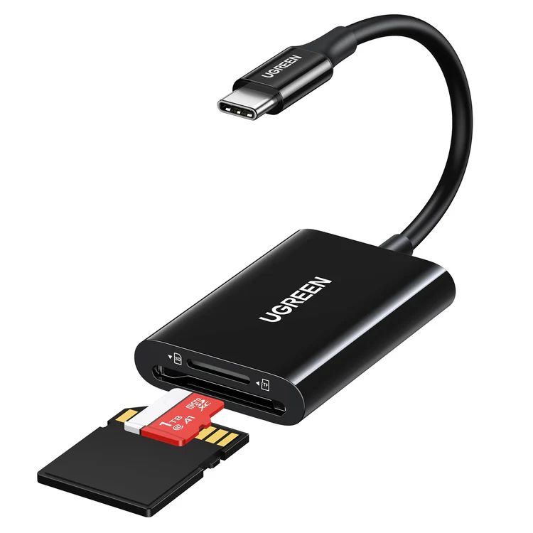 Картридер многофункциональный UGREEN CM265 (35622) USB-C 3.1 to TF/SD 3.0 Multifunction Card Reader. Цвет: черный