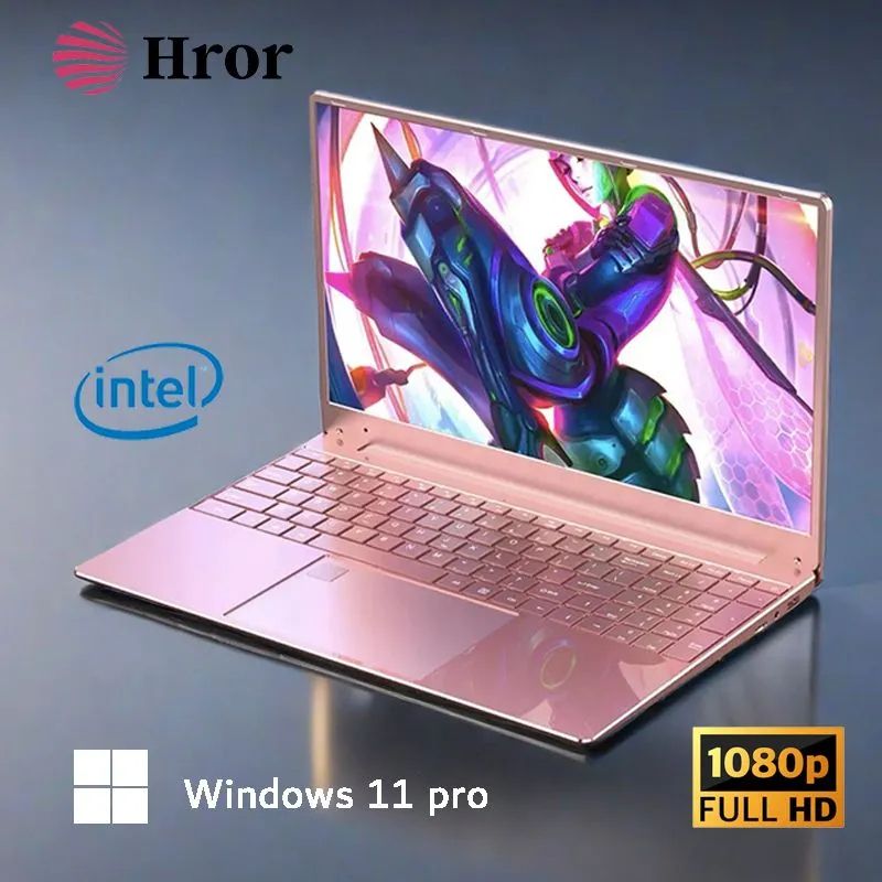 Hror V00 Игровой ноутбук 15.6", Intel Celeron N5095, RAM 24 ГБ, SSD, Intel UHD Graphics, Windows Pro, розовый, Русская раскладка