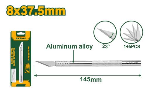 Нож с перовым лезвием 5шт, сталь SK5, 8мм*37,5мм*145мм Jadever JDSK1061