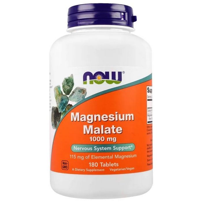 Now Foods Magnesium Malate, Малат Магния 1000 мг - 180 таблеток