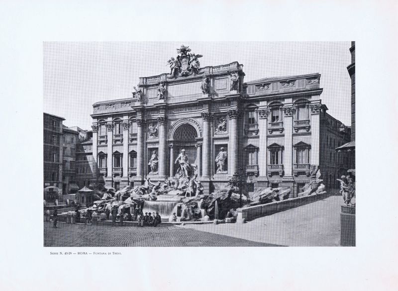 Рим. Фонтан Треви. Антикварная фототипия. Италия, ок. 1910 года