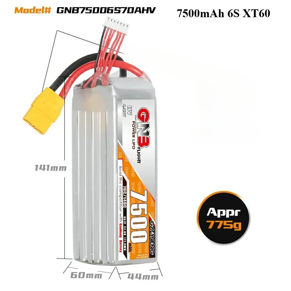 GNB 22.8V 6000mAh / 6500mAh / 7000mAh / 7500mAh 6S 70C LiHV аккумулятор