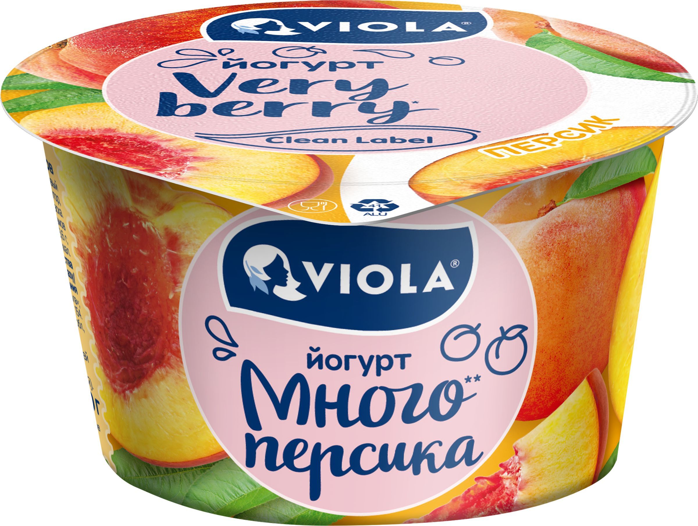 Йогурт VIOLA Very Berry с персиком 2,6%, без змж, 180г