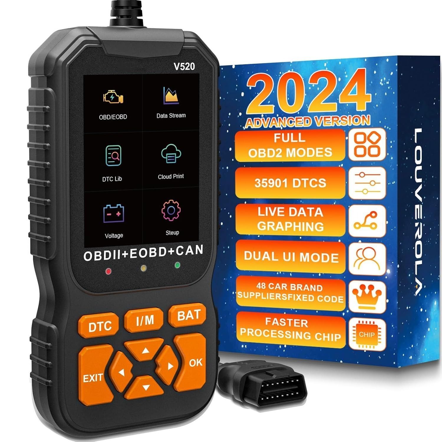 Автомобильный сканер V520 с поддержкой русского языка OBD2 EOBD готовый диагностический инструмент