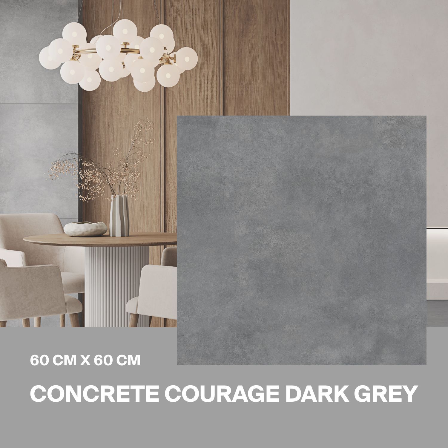 Керамогранит Ceradim Concrete Courage Dark Grey темно-серый 60х60 Матовый в упаковке 1,44м2 (4 плиты)