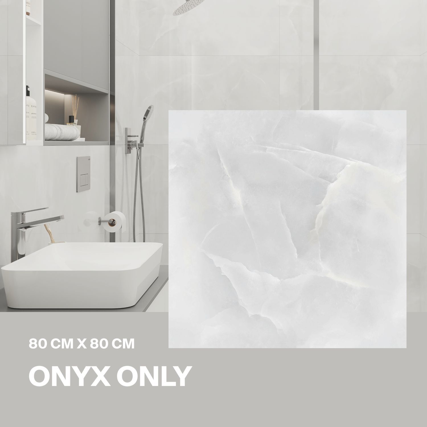 Керамогранит Ceradim Onyx Only серый 80х80 Полированный в упаковке 1,92м2 (3 плиты)