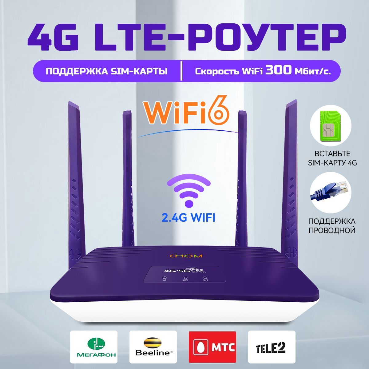 CCMWifi4GмаршрутизаторCPER810A300MWiFi2.4Gвнешниеантенны5dbiслотдляSIM-картыподдержка16пользователейWAN/WLANантеннысусилениемсовместимспортативнымизарядкамидлядомаибизнеса