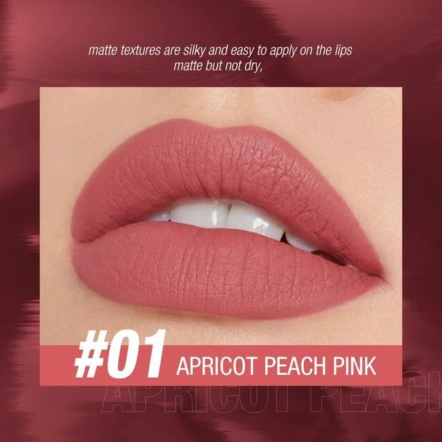 Тинт для губ O.TWO.O матовый водостойкий тон 01 Apricot Peach Pink Абрикосово-Персиковый Розовый