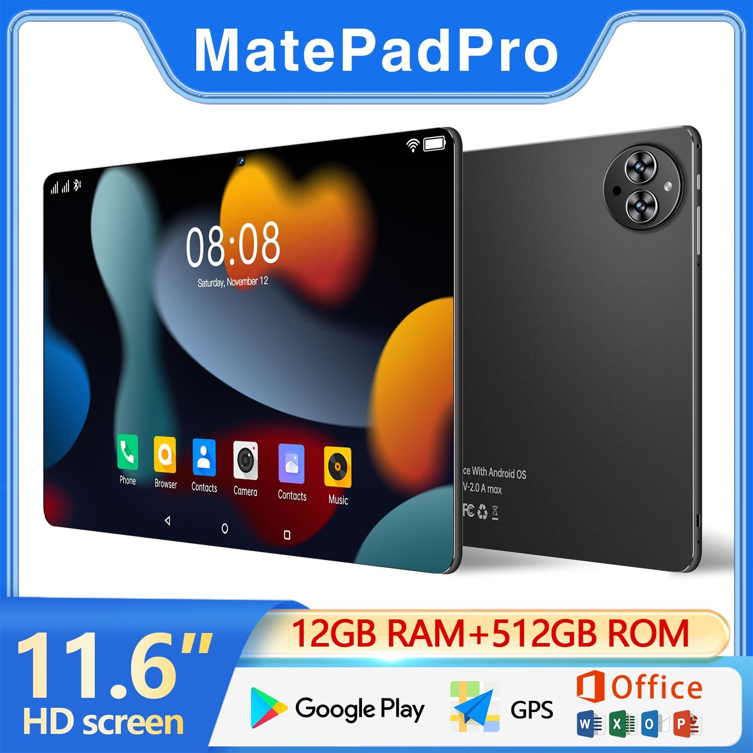 vove Планшет Планшет с клавиатурой Matepad Pro, 11.6-дюймовый, 12+512 Гб, игровой планшет, андроид планшет, 11.6" 12 ГБ/512 ГБ, черный