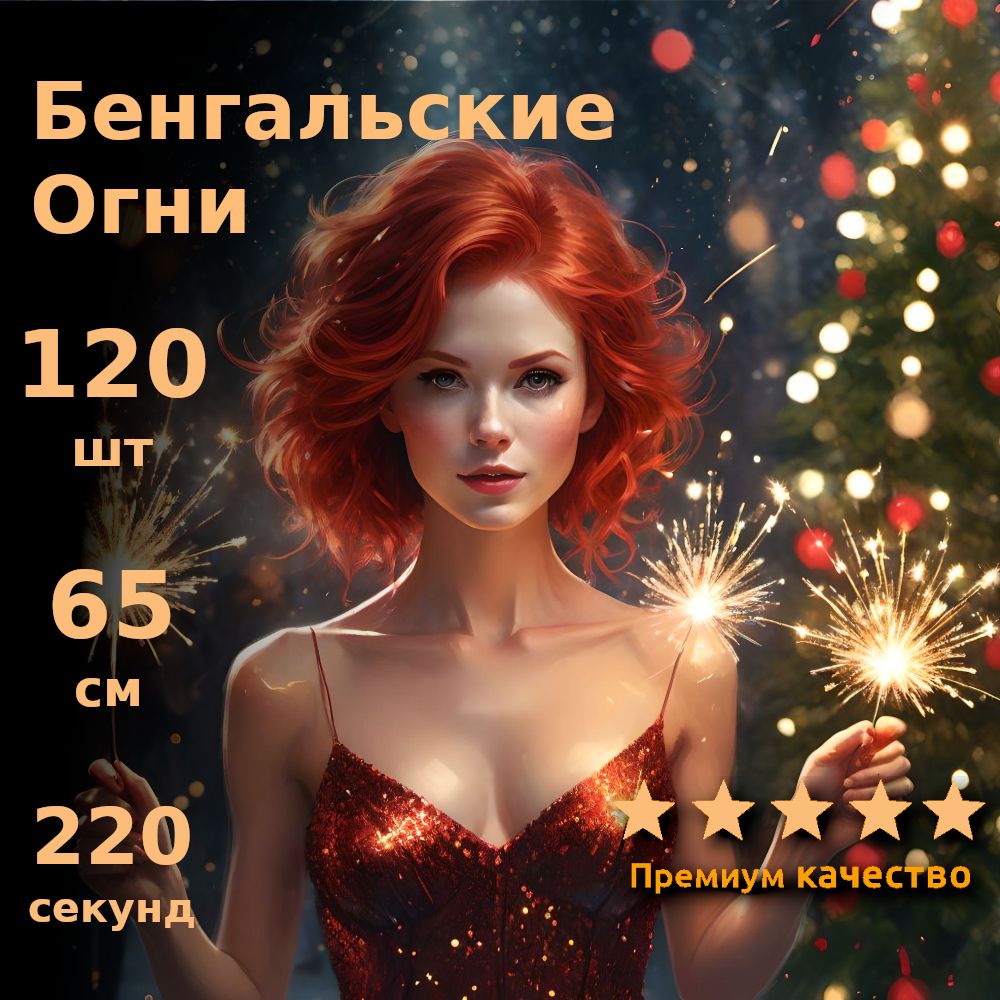 SLK Fireworks Бенгальский огонь , длина68 см, 120 шт.