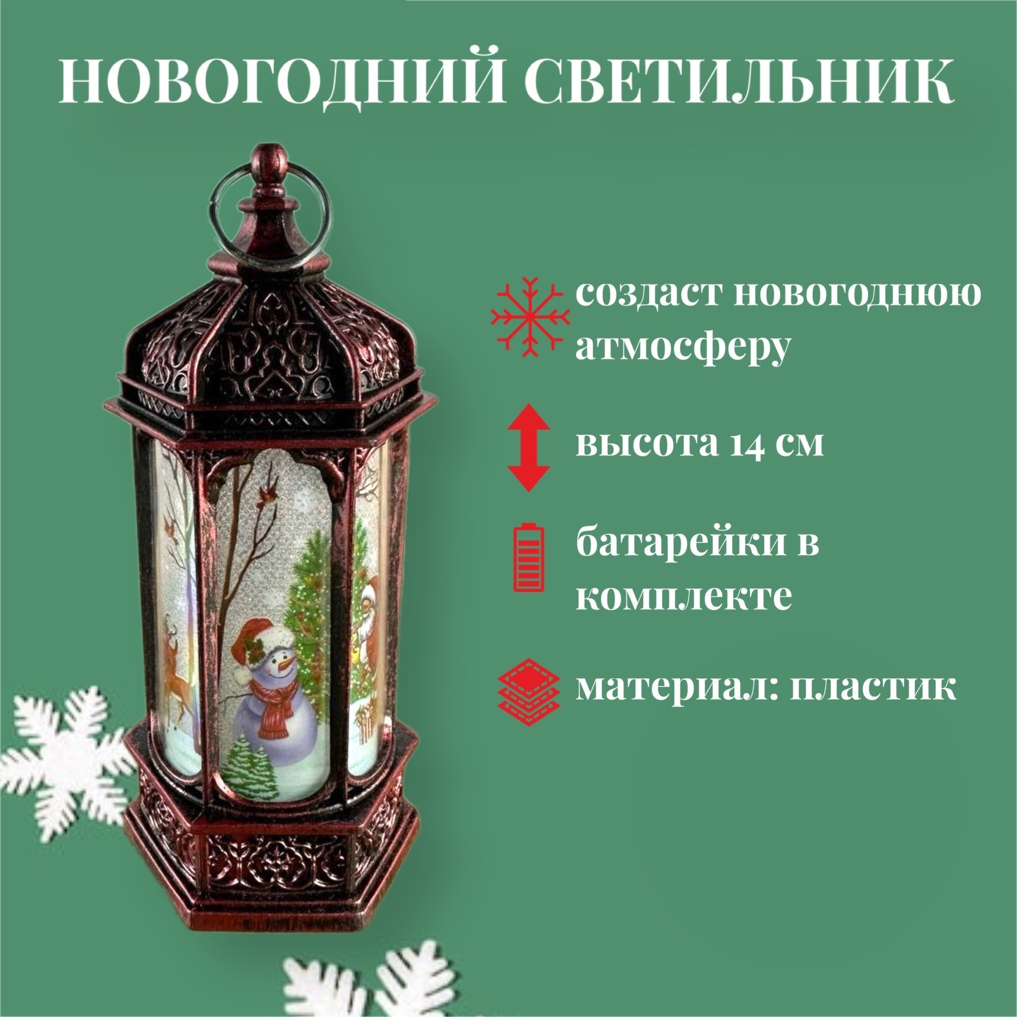 Новогодний светильник - фонарик куполообразный / красный