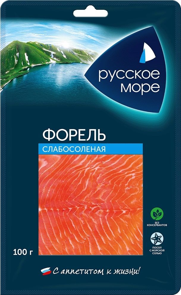 Форель радужная филе-ломтики Русское море, слабосоленая, 100 г