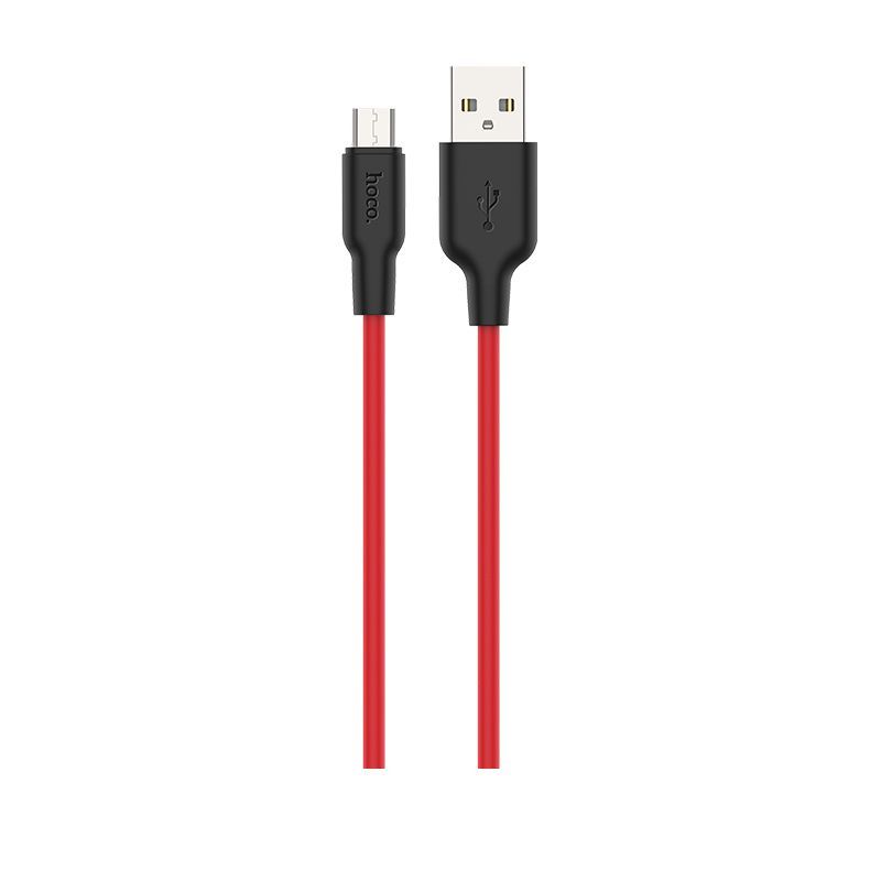 КабельUSB-microUSBhocoX21Plus/2м,силикагелеваяоболочка/красный