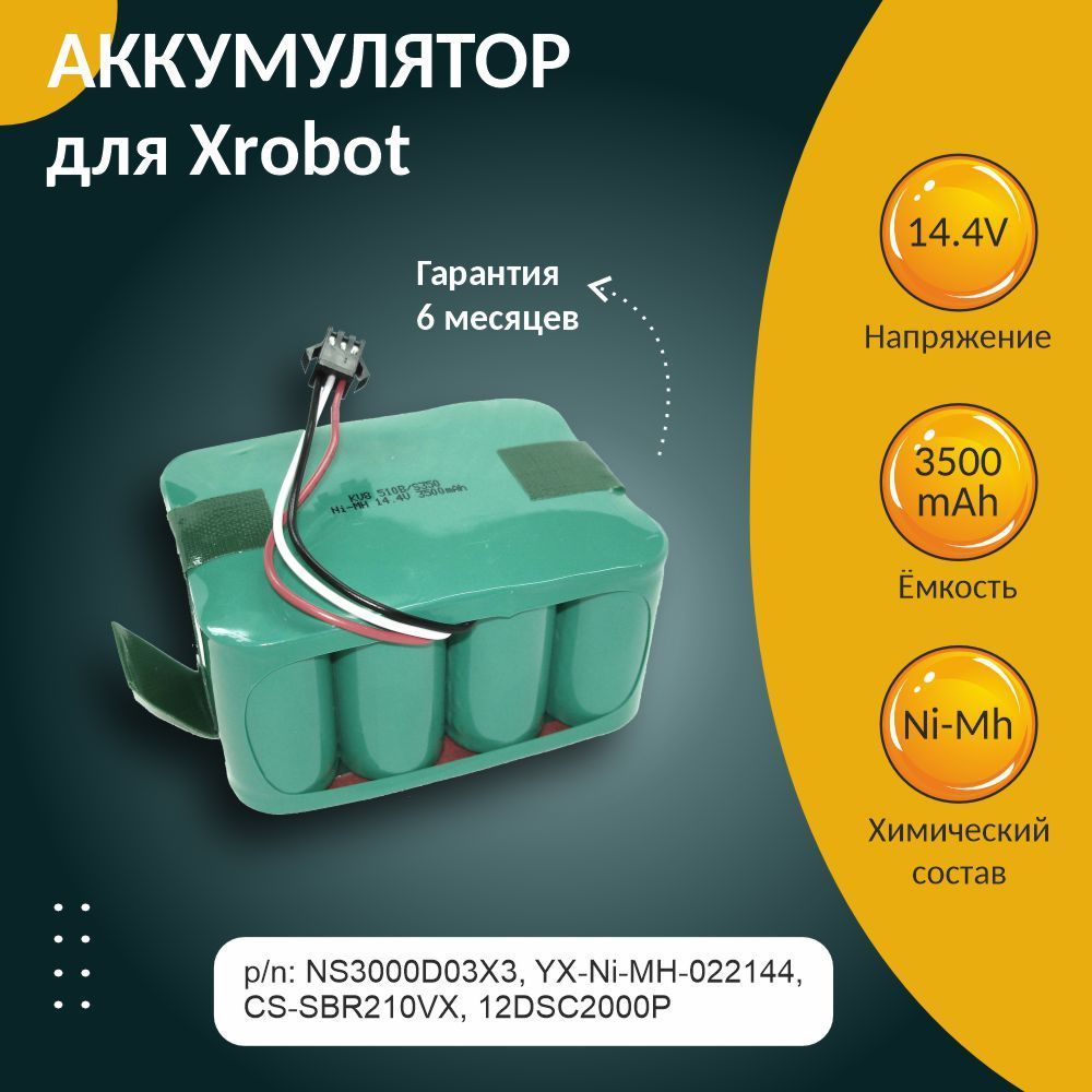 АккумулятордляXrobotXR-510XrobotHelperCLEVER&CLEANZ-Series3500mAh14.4V