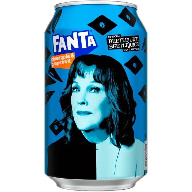 Газированный напиток Fanta Beetlejuice Pineapple and Grapefruit, Фанта Битлджус Ананас, Грейпфрут (Делия Диц) 0.33л, ж/б (Англия)