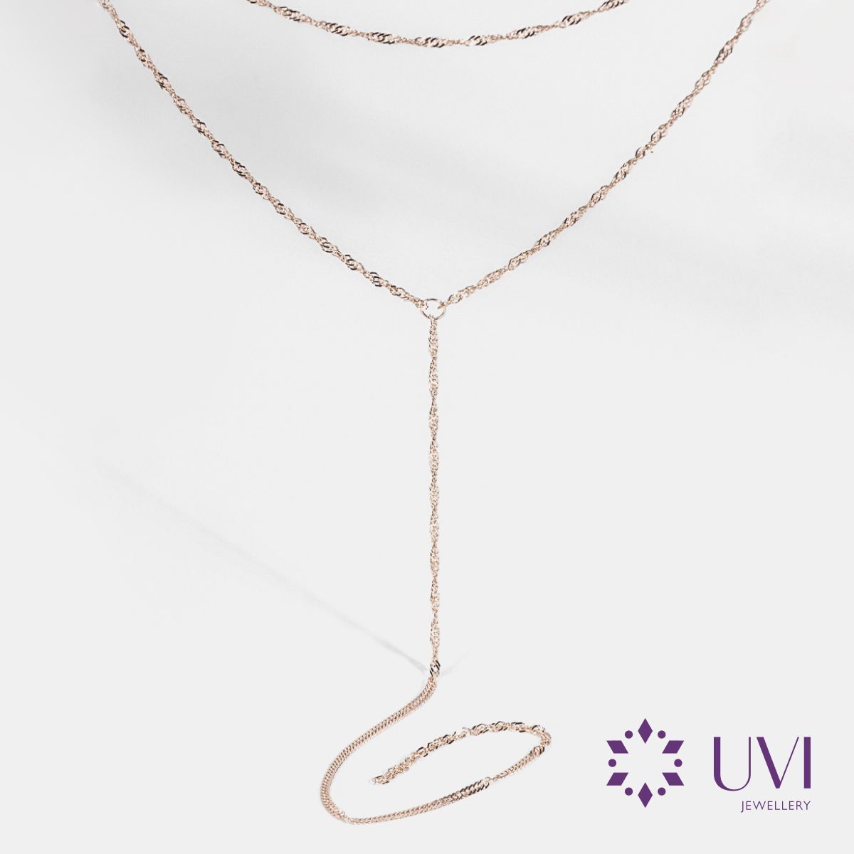 Колье галстук женское золотое 585, UVI Jewellery