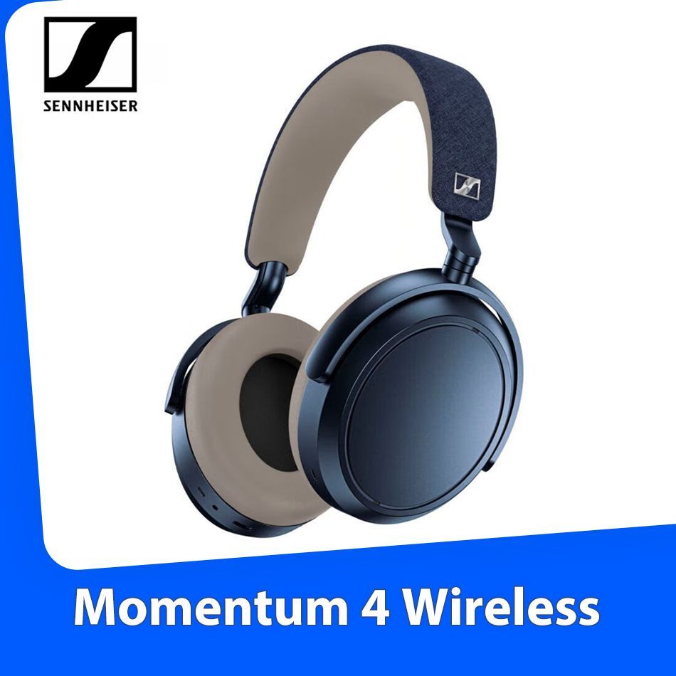 SennheiserНаушникибеспроводныесмикрофономSennheiserMOMENTUM4Wireless,Bluetooth,3.5мм,USBType-C,темно-синий