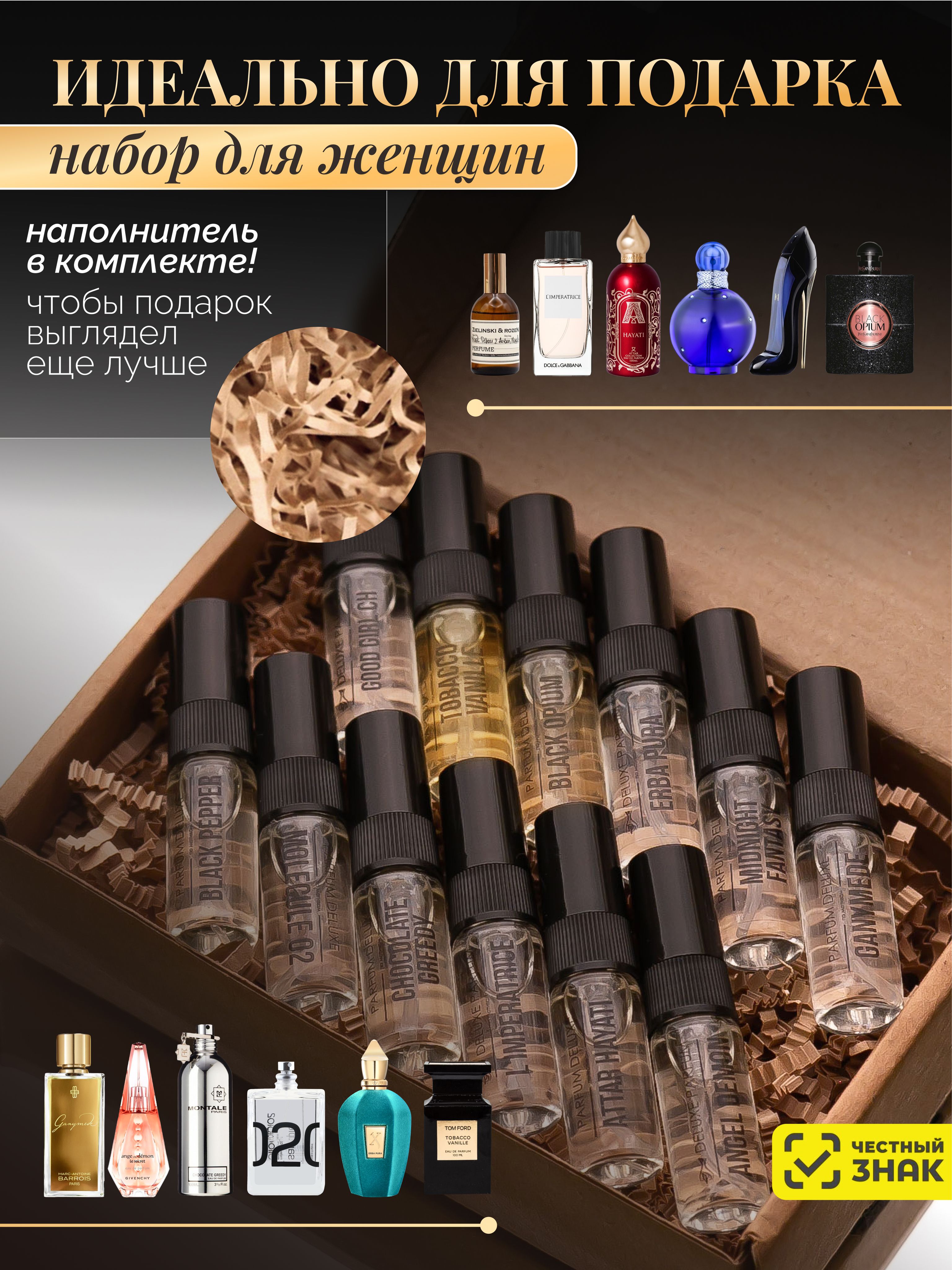 PARFUMDELUXEнаборженскихминидуховсвосточныминотами12пробниковпо3мл