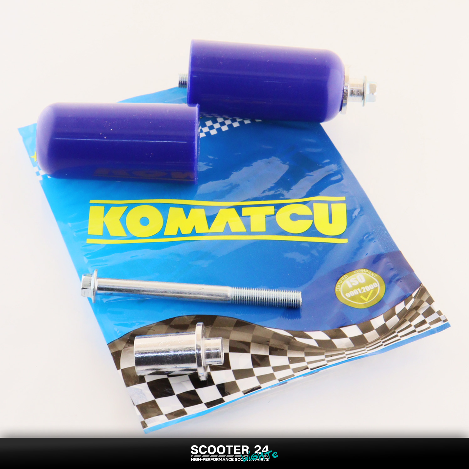 Отбойник двигателя / рамы защита для мотоцикла боковая (синие) (L-118 mm /D-48 mm)"KOMATCU" слайдер для клетки