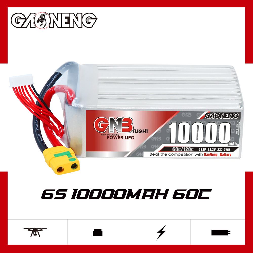 Gaoneng GNB 6S 22.2V 10000mAh 60C 120C XT90S Lipo battery