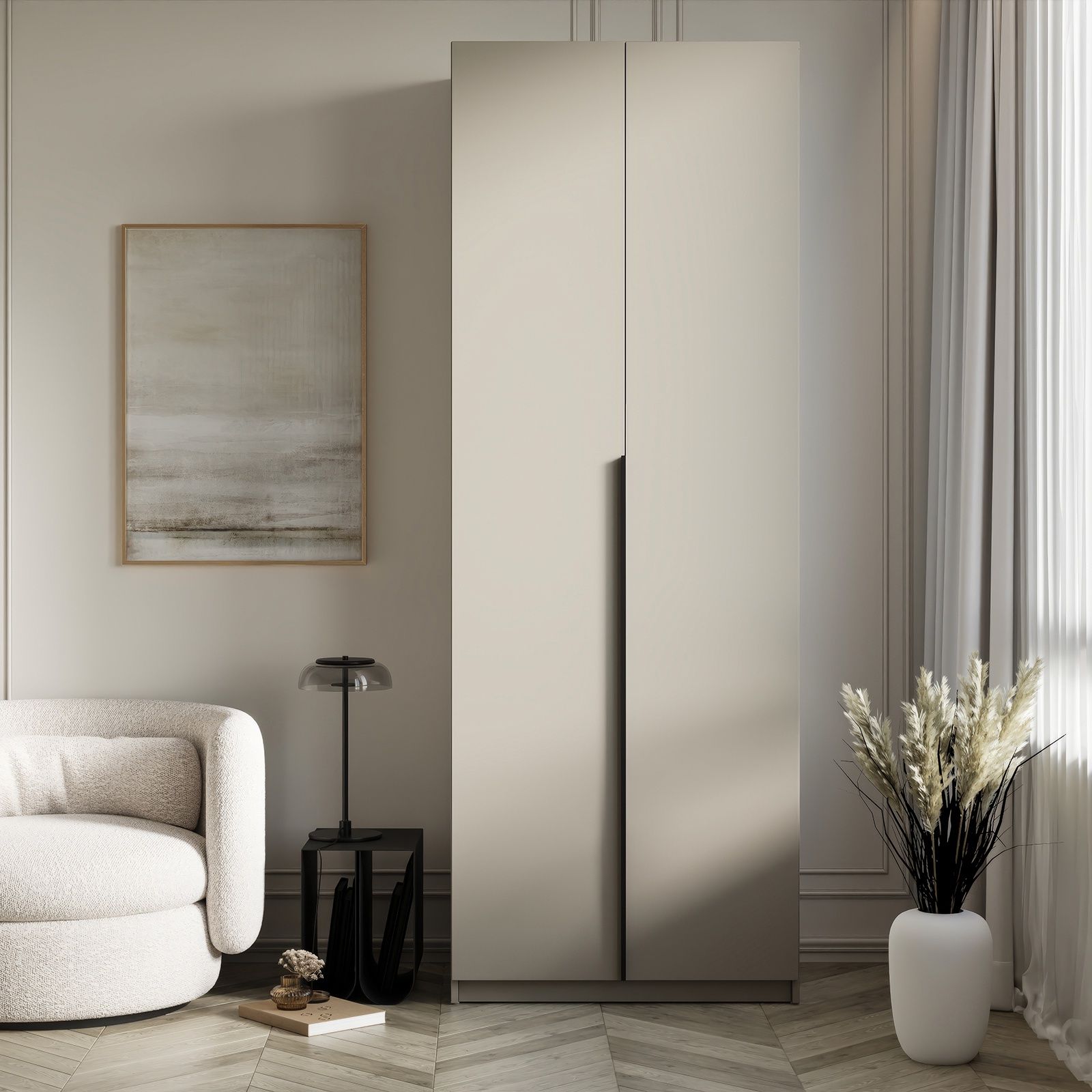 Шкаф распашной, Бруно, 80х50.5х221.6 см Кашемир / шкаф для одежды распашной с полками, со штангой / мебель для дома