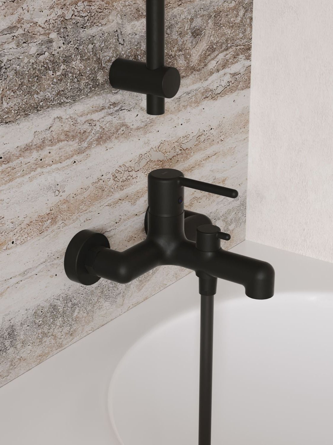 Фото товара на маркетплейсе ozon Смеситель для ванны, латунь, черный матовый, IDDIS, Aiger, AIGBL00i02WA