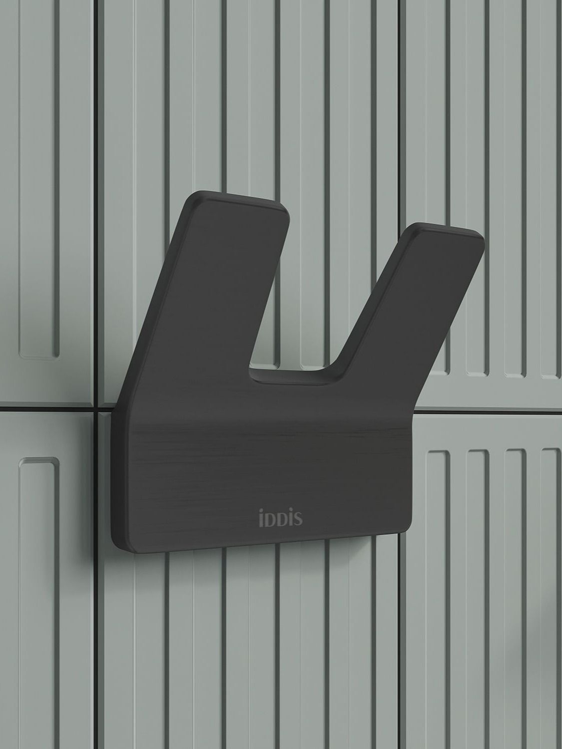 Фото товара на маркетплейсе ozon Крючок двойной для ванной комнаты IDDIS, матовый графит, сплав металлов, Slide, SLIGM20i41