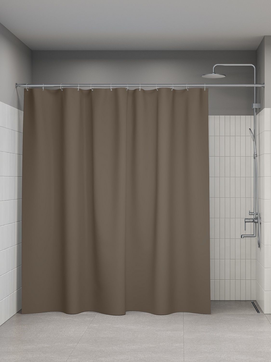 Фото товара на маркетплейсе ozon Штора для ванной комнаты и душа IDDIS, 240x200 см, тканевая, водонепроницаемая, полиэстер, с кольцами, BL03P24i11