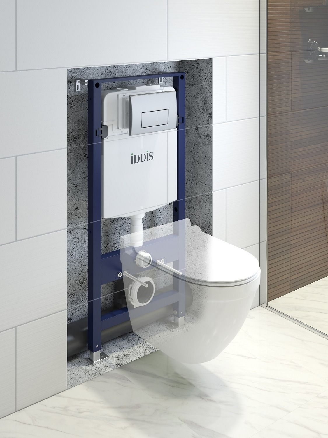 Фото товара на маркетплейсе ozon Комплект инсталляция для подвесного унитаза и клавиша смыва в цвете глянцевый хром, Optima Home, IDDIS, OPH00GCi32K