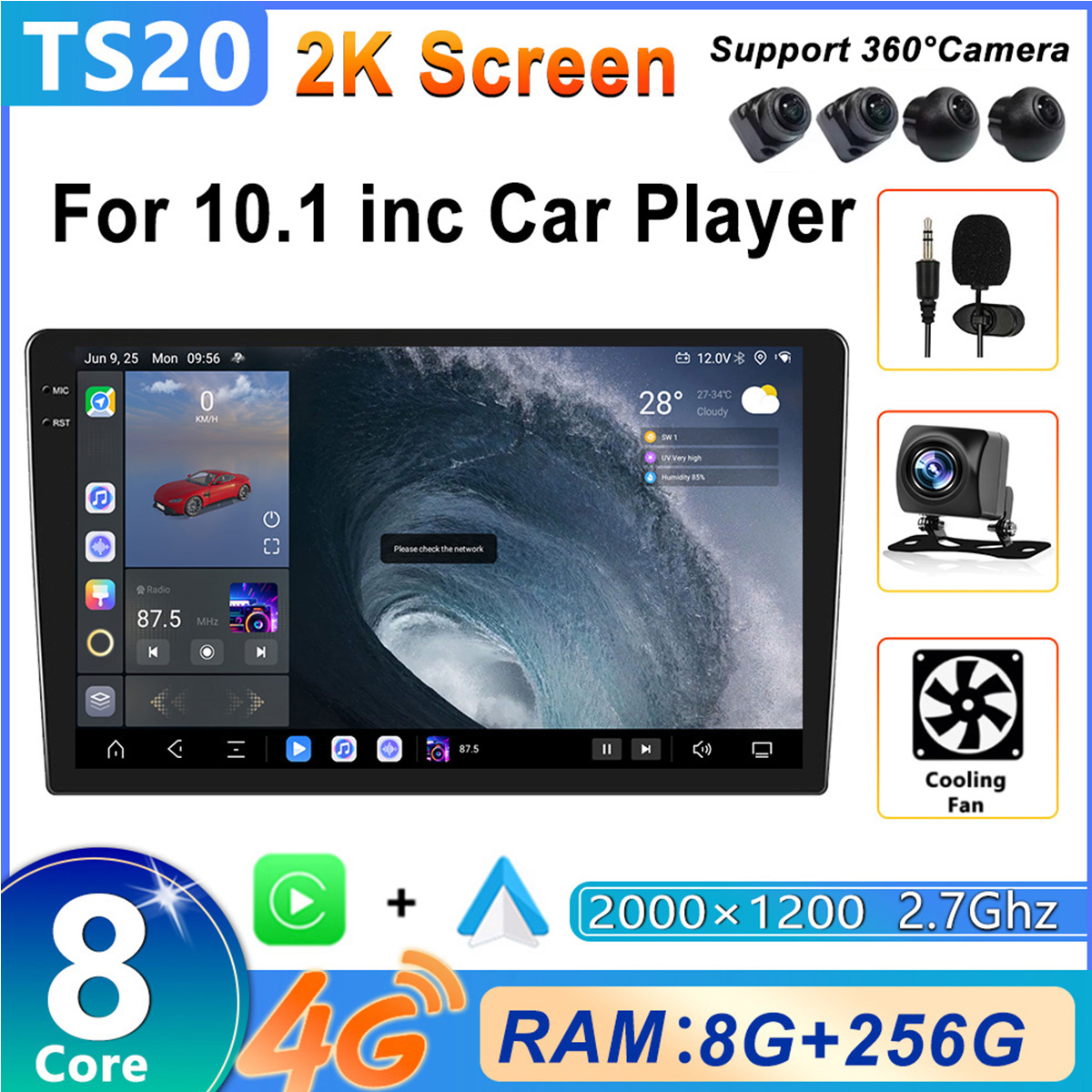 DykucicАвтомагнитола,диагональ:10.1",2DIN,8ГБ/256ГБ