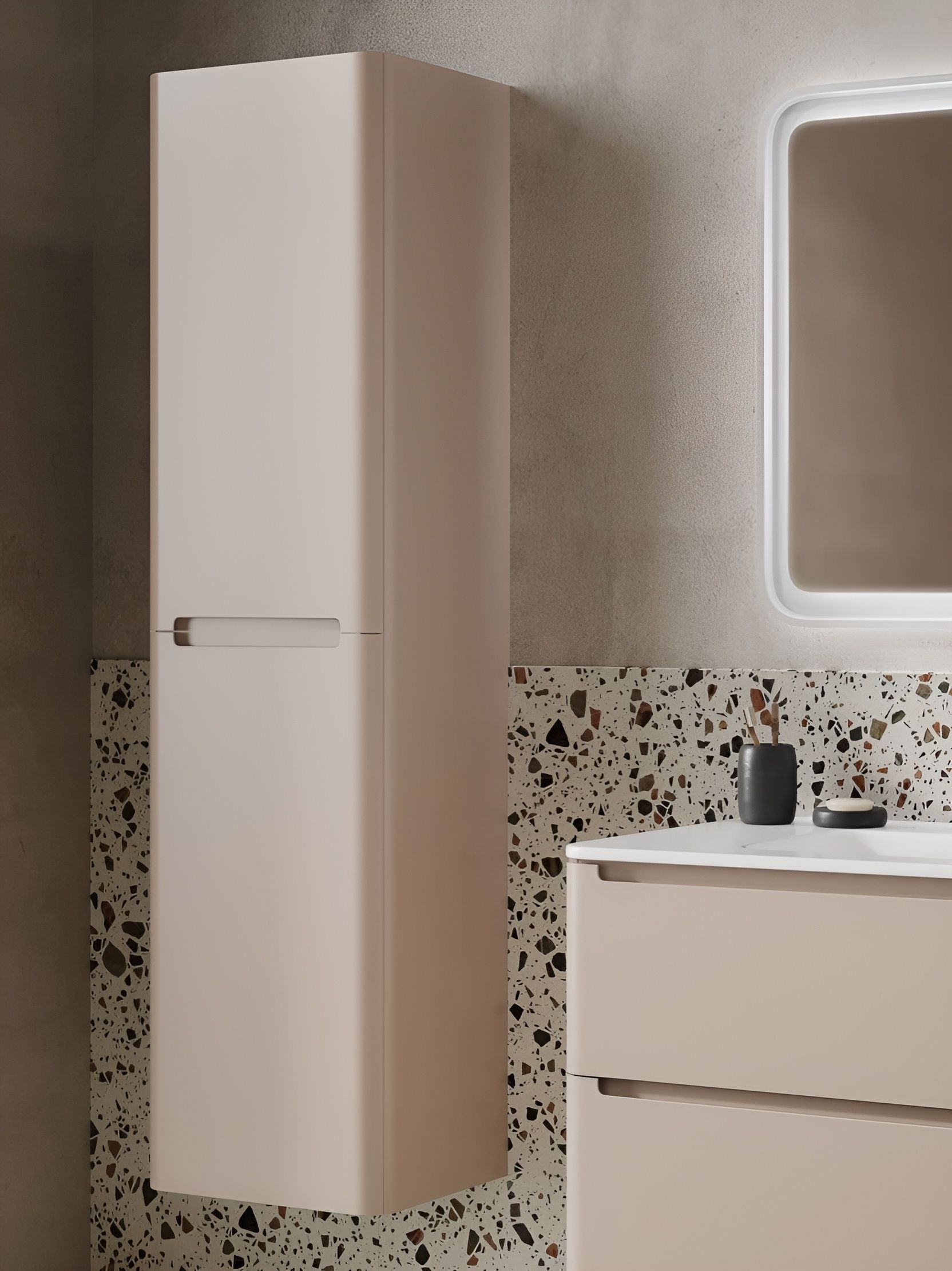 Фото товара на маркетплейсе ozon Шкаф-пенал для ванной подвесной, 40 см, капучино, Edifice, IDDIS, EDI40C0i97