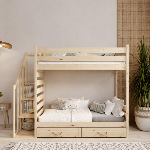 18 отзывов на Двухъярусная кровать с ящиками, 200х80 см, с полками, с ...