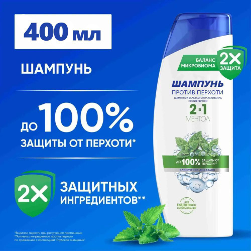 Отзывы на Шампунь для волос и бальзам Ментол 2в1 против перхоти 400 мл ...