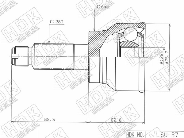 SU-037 Шрус наружный SUZUKI SX4 YA,YB11 M15A AT,06- - hdk арт. SU-037 ...