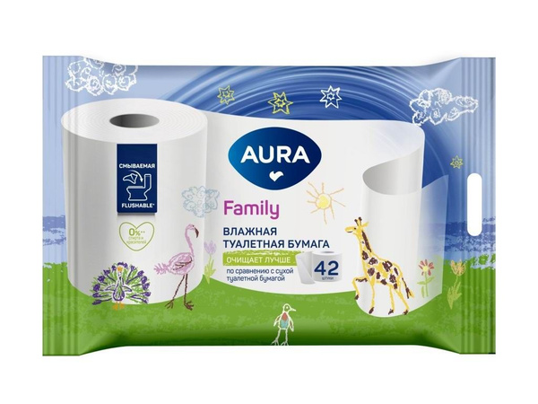 Aura Туалетная бумага влажная 42 шт - купить с доставкой по выгодным ...